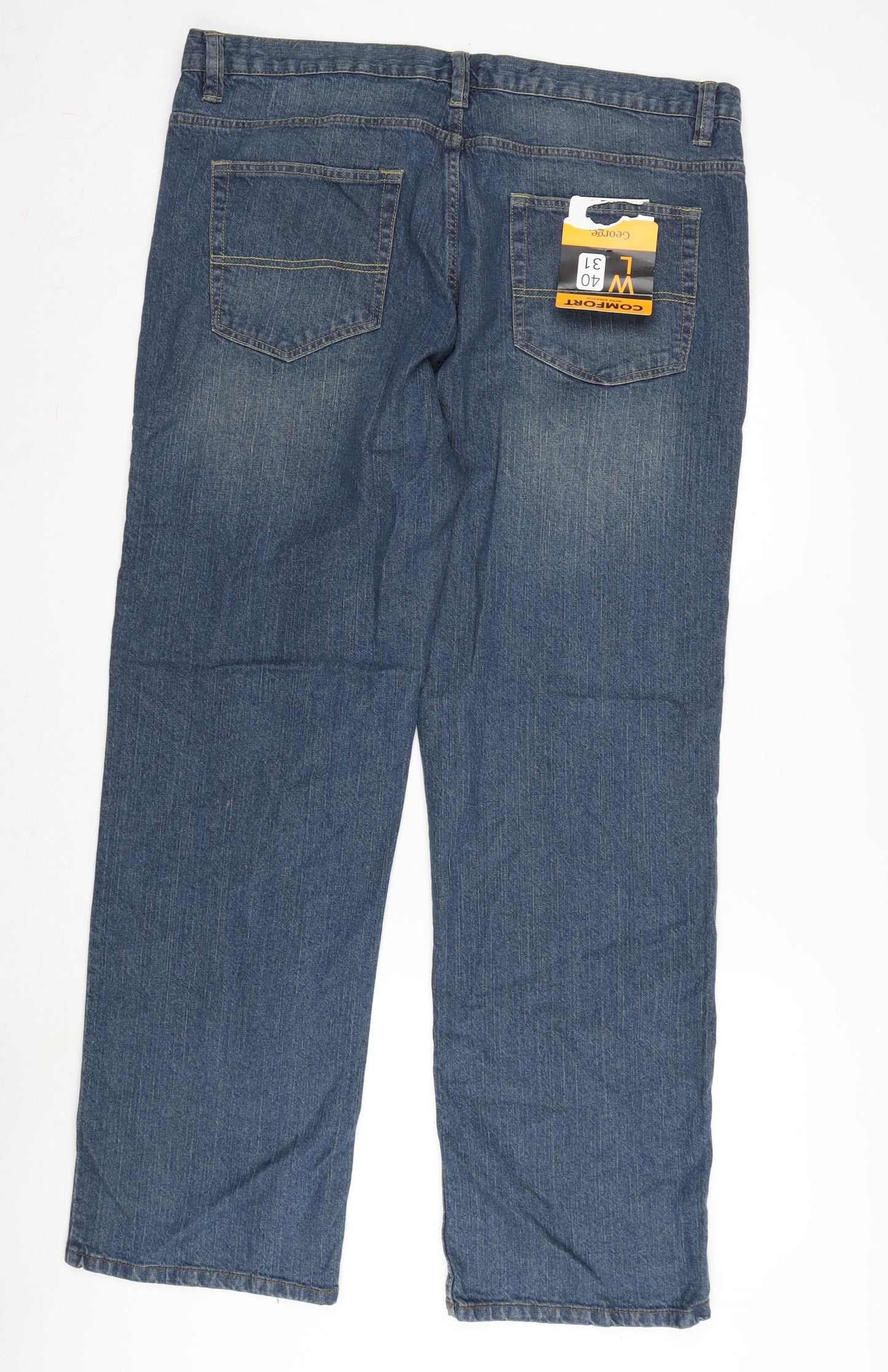 George Womens Blue Cotton Blend Straight Jeans Size 40 in L31 in Regular