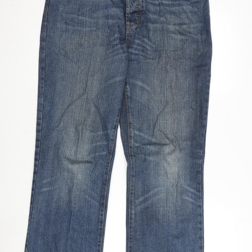 Debenhams Womens Blue Cotton Straight Jeans Size 36 in L32 in Regular Button