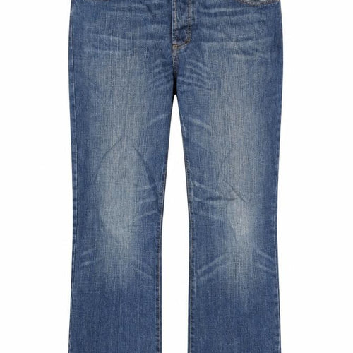 Debenhams Womens Blue Cotton Straight Jeans Size 36 in L32 in Regular Button