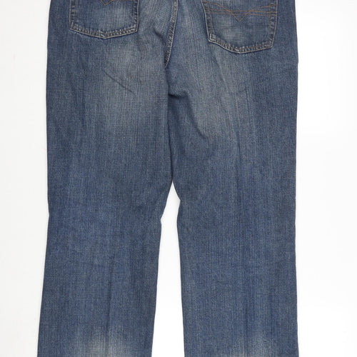 Debenhams Womens Blue Cotton Straight Jeans Size 36 in L32 in Regular Button