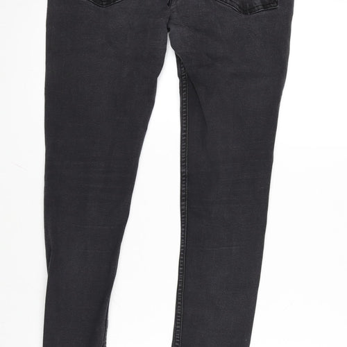 Topman Mens Grey Cotton Blend Straight Jeans Size 32 in L32 in Regular Zip - Skinny fit