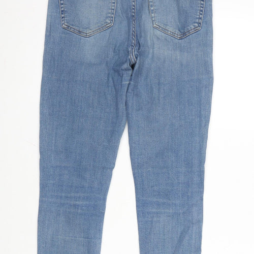 Topshop Womens Blue Cotton Blend Straight Jeans Size 30 in L30 in Regular Zip