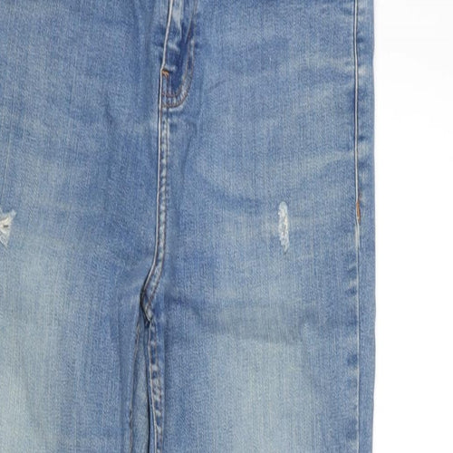 Topshop Womens Blue Cotton Blend Straight Jeans Size 30 in L30 in Regular Zip
