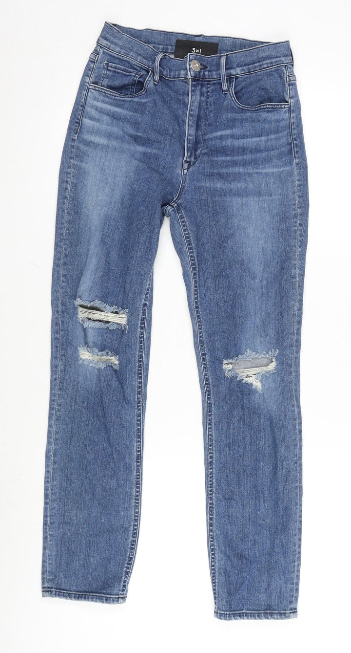 NYC Womens Blue Cotton Blend Straight Jeans Size 26 L27 in Regular Zip