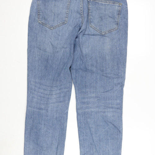 Denim & Co. Womens Blue Cotton Blend Straight Jeans Size 30 in L30 in Regular Button