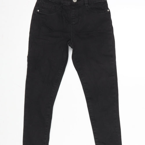Denim & Co. Girls Black Cotton Straight Jeans Size 5-6 Years L20 in Regular - Raw Hem