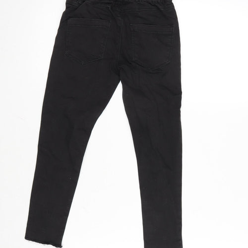 Denim & Co. Girls Black Cotton Straight Jeans Size 5-6 Years L20 in Regular - Raw Hem