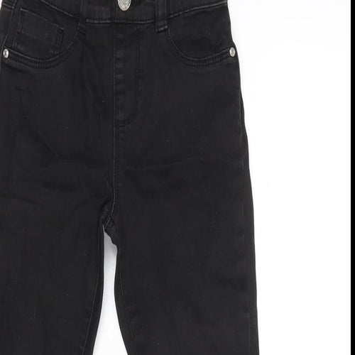 Denim & Co. Girls Black Cotton Straight Jeans Size 5-6 Years L20 in Regular - Raw Hem