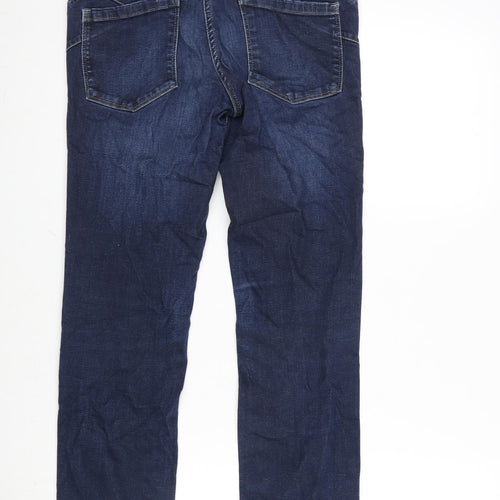 NEXT Womens Blue Cotton Blend Straight Jeans Size 10 L29 in Regular Zip