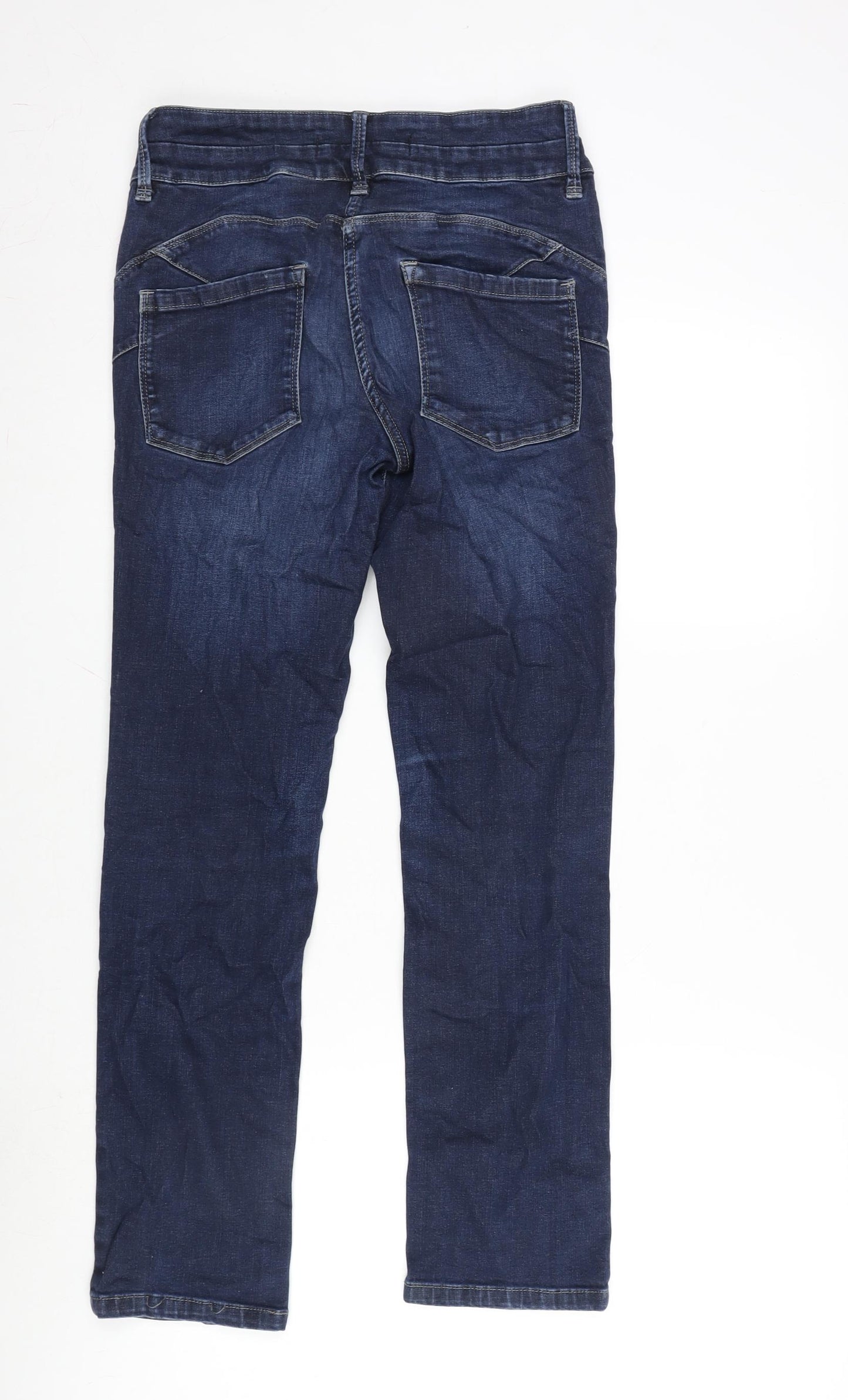 NEXT Womens Blue Cotton Blend Straight Jeans Size 10 L29 in Regular Zip
