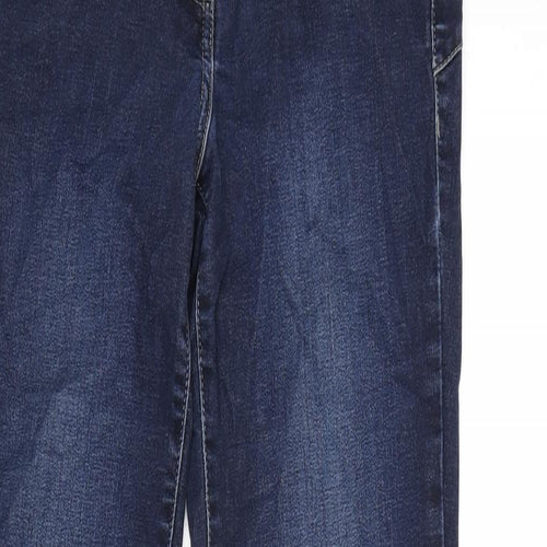 NEXT Womens Blue Cotton Blend Straight Jeans Size 10 L29 in Regular Zip
