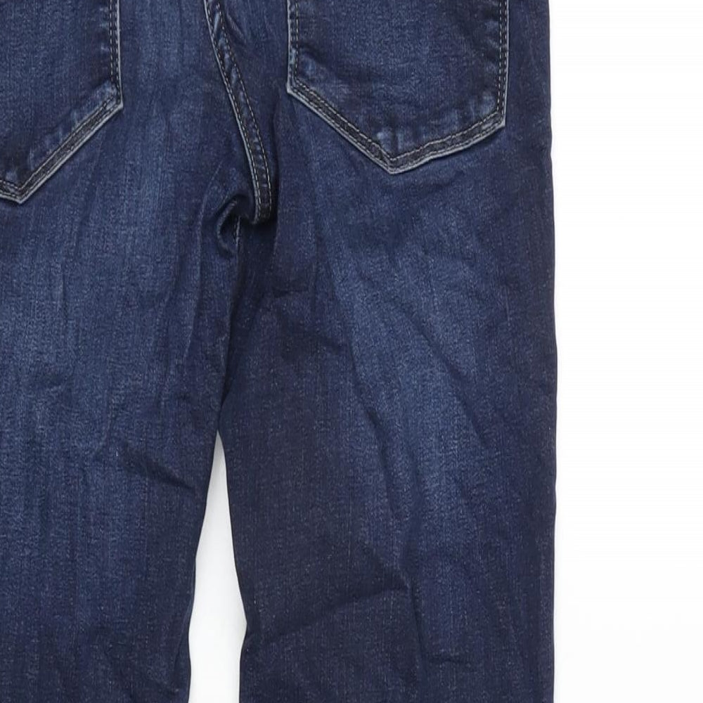 NEXT Womens Blue Cotton Blend Straight Jeans Size 10 L29 in Regular Zip