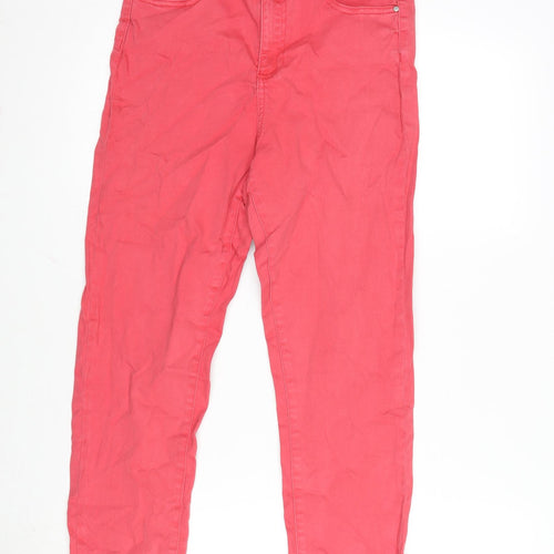 Denim & Co. Womens Pink Cotton Blend Skinny Jeans Size 12 L23.5 in Regular Zip