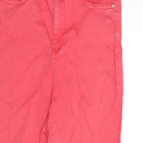 Denim & Co. Womens Pink Cotton Blend Skinny Jeans Size 12 L23.5 in Regular Zip