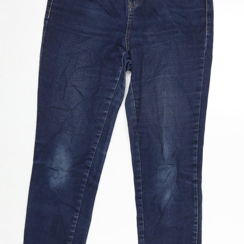TU Womens Blue Cotton Blend Straight Jeans Size 10 L25.5 in Regular Zip