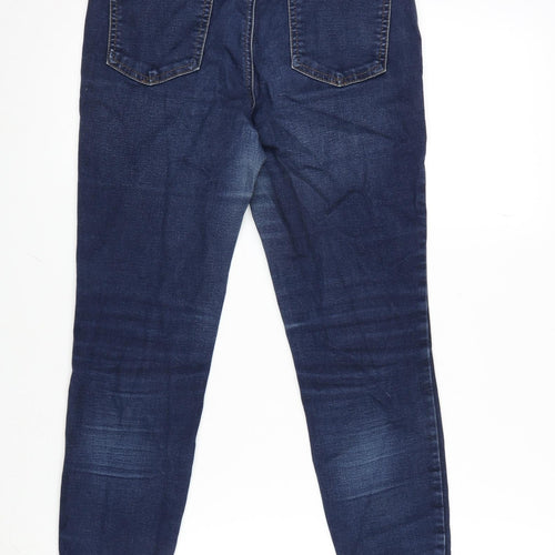 TU Womens Blue Cotton Blend Straight Jeans Size 10 L25.5 in Regular Zip
