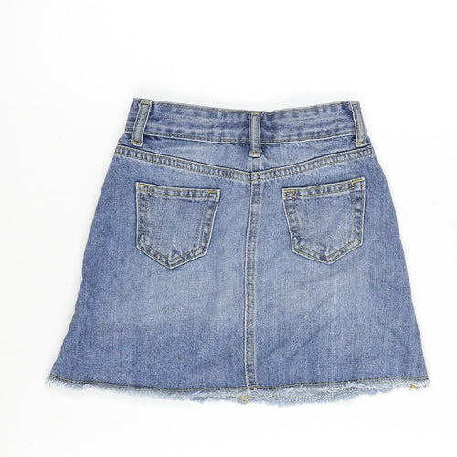 Matalan Girls Blue Cotton Bandage Skirt Size 7 Years Regular Zip - Distressed