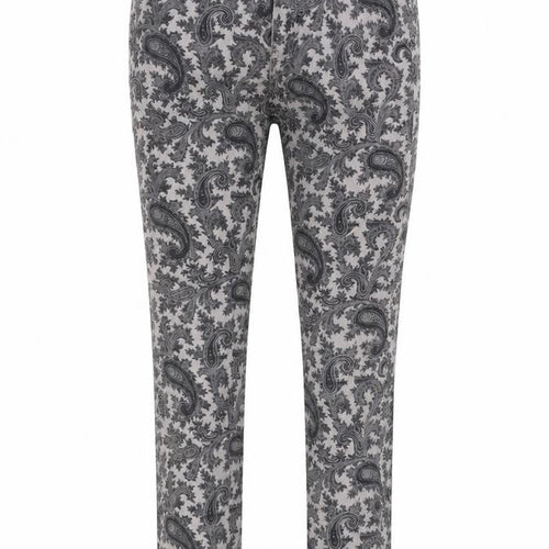 FC Jeans Womens Grey Paisley Cotton Blend Straight Jeans Size 10 L27 in Extra-Slim Zip