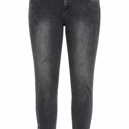 Denim & Co. Womens Grey Cotton Blend Tapered Jeans Size 8 L26 in Regular Zip