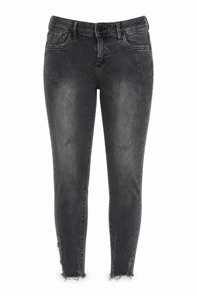 Denim & Co. Womens Grey Cotton Blend Tapered Jeans Size 8 L26 in Regular Zip