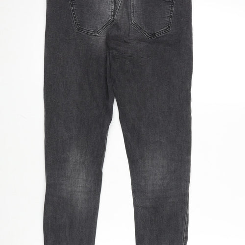 Denim & Co. Womens Grey Cotton Blend Tapered Jeans Size 8 L26 in Regular Zip