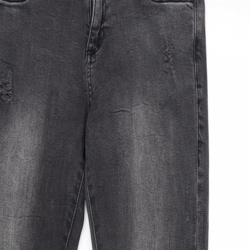 Denim & Co. Womens Grey Cotton Blend Tapered Jeans Size 8 L26 in Regular Zip