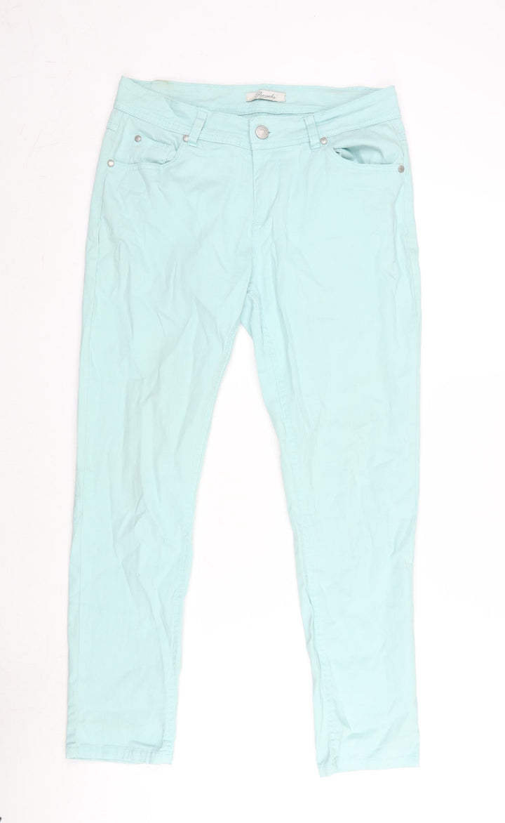 Peacocks Womens Green Cotton Blend Straight Jeans Size 10 L27 in Regular Zip
