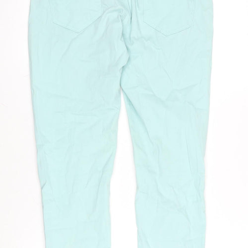 Peacocks Womens Green Cotton Blend Straight Jeans Size 10 L27 in Regular Zip