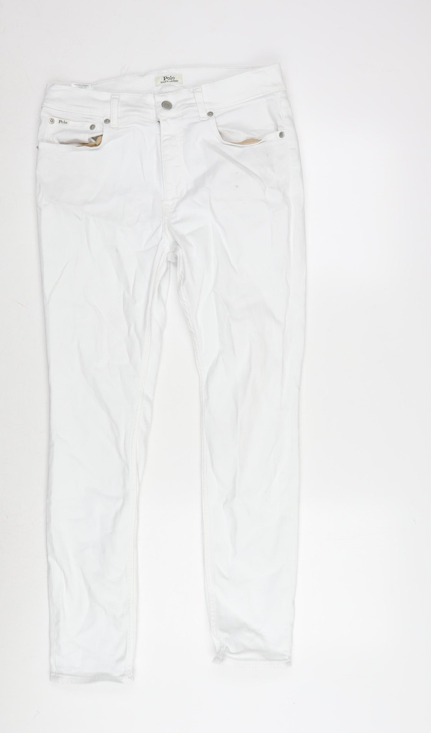 Ralph Lauren Womens White Cotton Blend Skinny Jeans Size 30 in L24.5 in Regular Zip - Polo