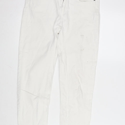 Shana Womens White Cotton Blend Straight Jeans Size 10 L26.5 in Regular Zip