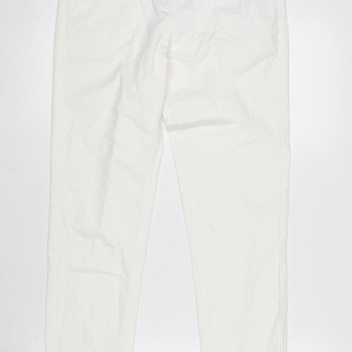 Avenue Womens Ivory Cotton Blend Straight Jeans Size 8 L26 in Regular Zip
