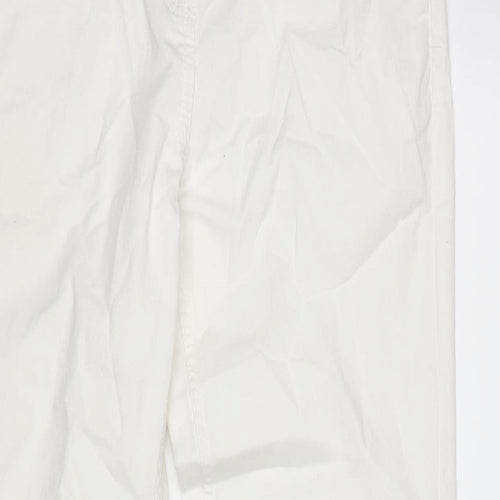 Avenue Womens Ivory Cotton Blend Straight Jeans Size 8 L26 in Regular Zip