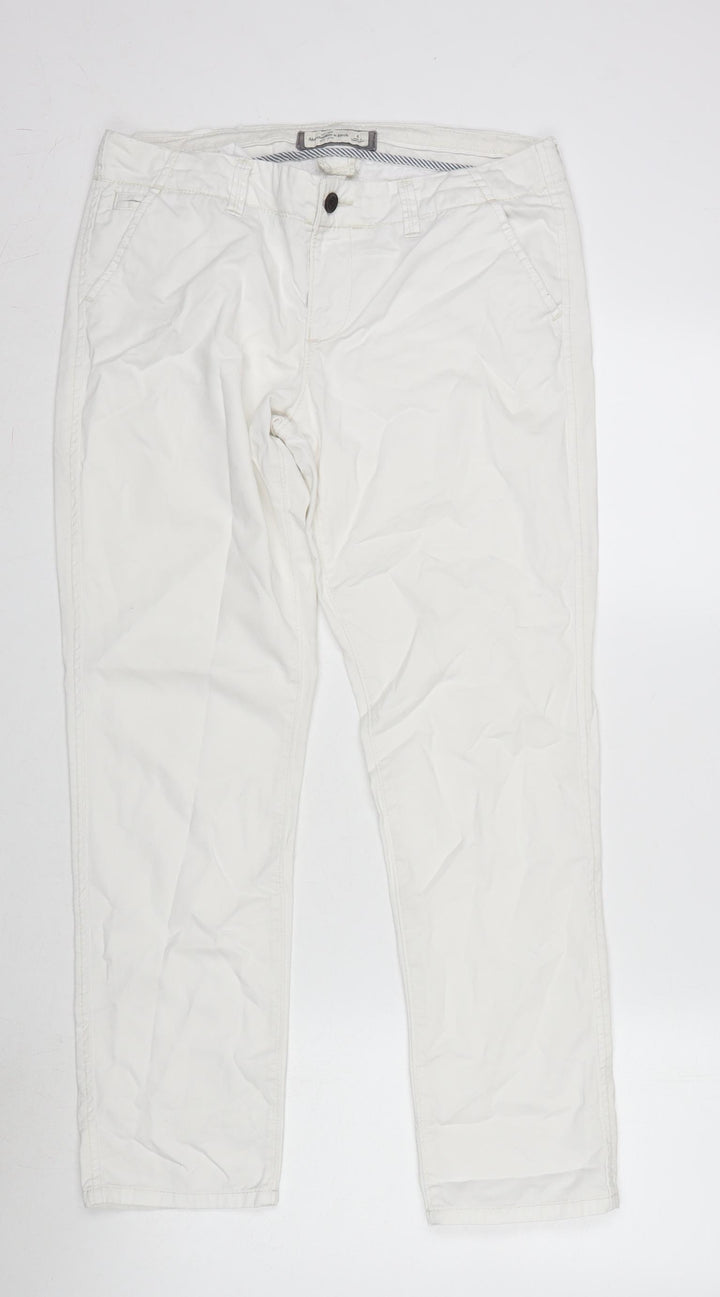 Ambercrombie & Finch Womens Ivory Cotton Straight Jeans Size 32 in L28 in Regular Zip