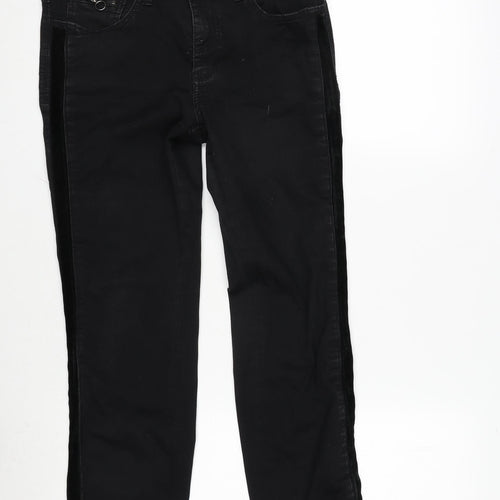 Dream Jeans Womens Black Cotton Blend Straight Jeans Size 30 in L29 in Regular Zip - Detail To Side- Vents In Legs