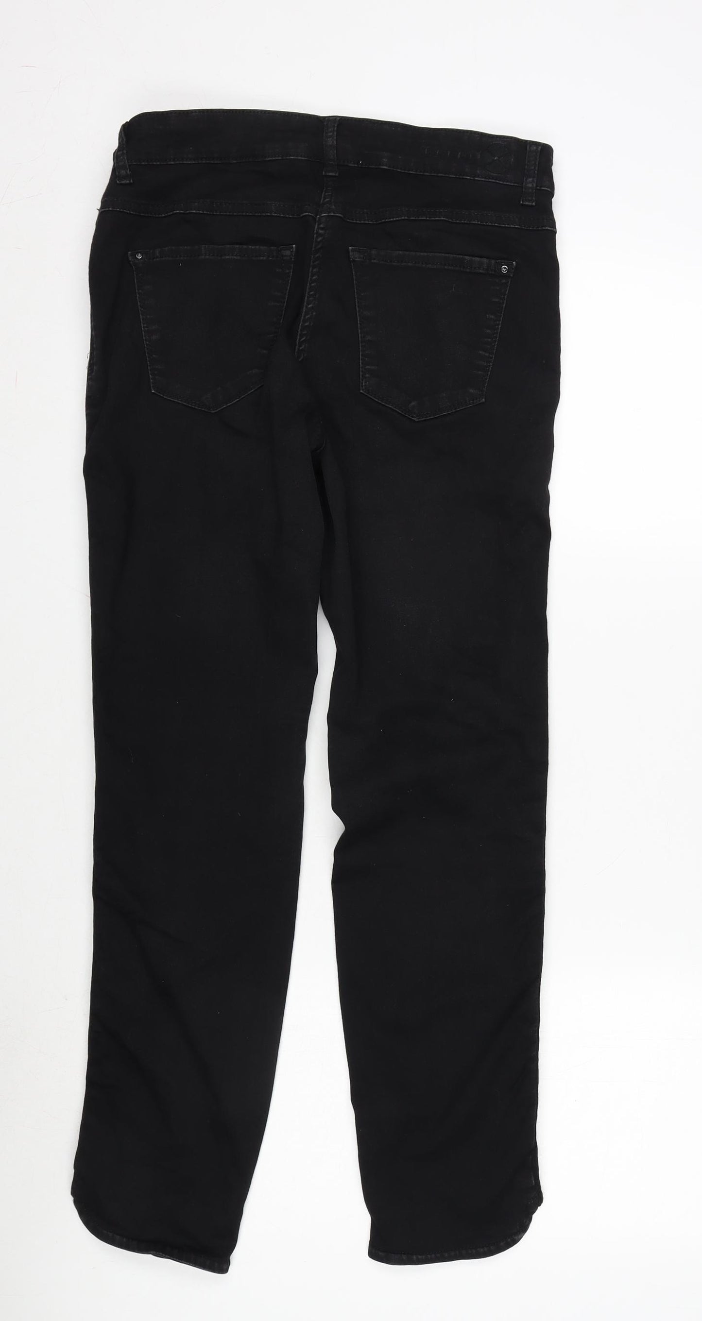 Dream Jeans Womens Black Cotton Blend Straight Jeans Size 30 in L29 in Regular Zip - Detail To Side- Vents In Legs