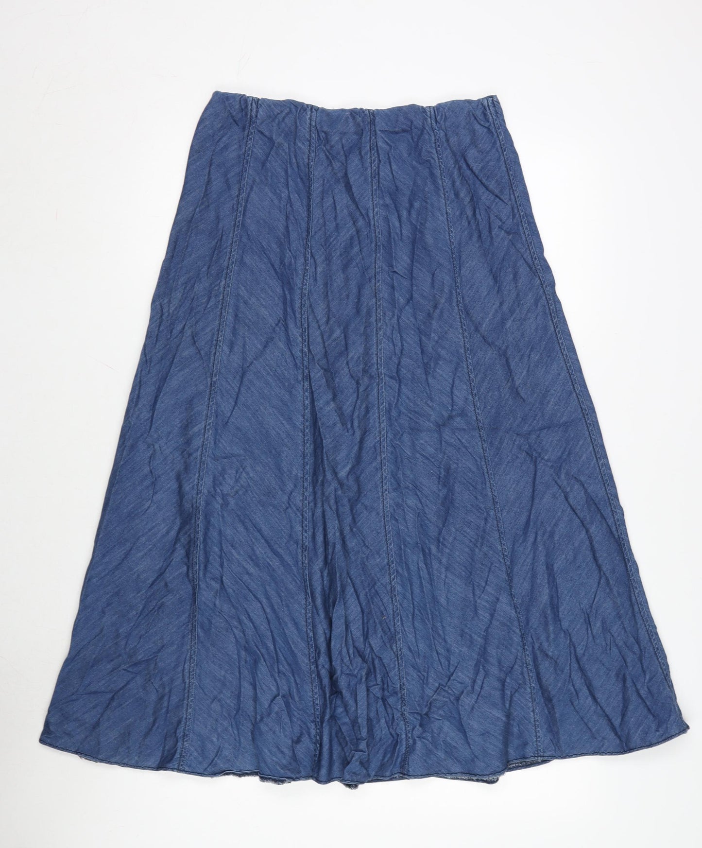 Marks and Spencer Womens Blue Cotton Flare Skirt Size 12