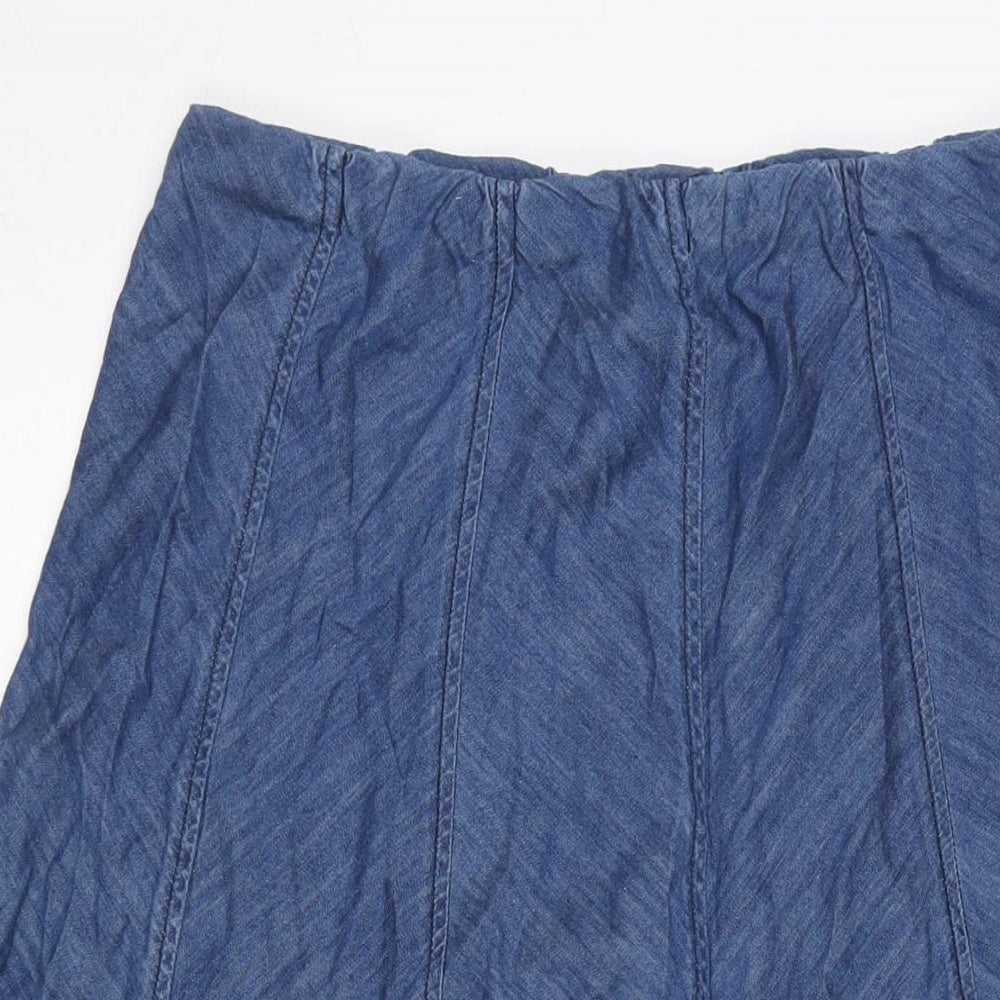 Marks and Spencer Womens Blue Cotton Flare Skirt Size 12