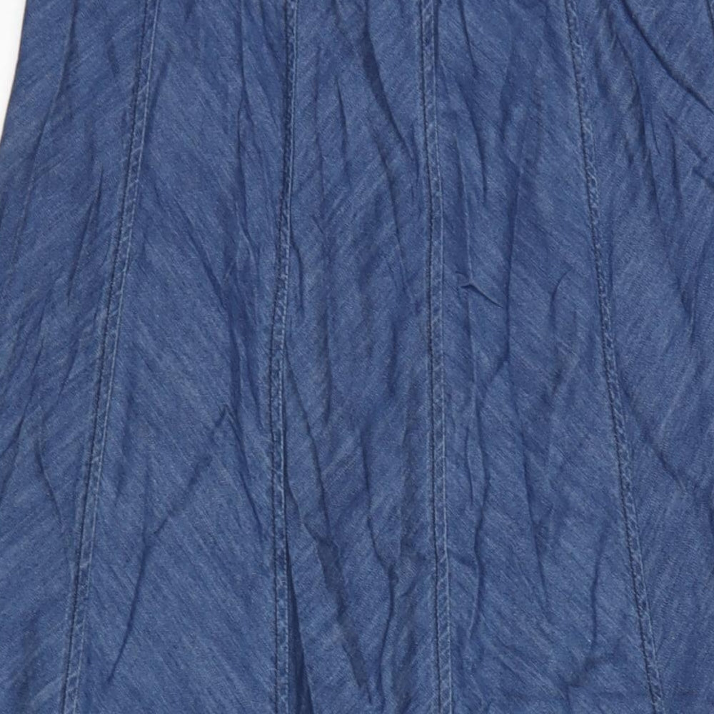 Marks and Spencer Womens Blue Cotton Flare Skirt Size 12