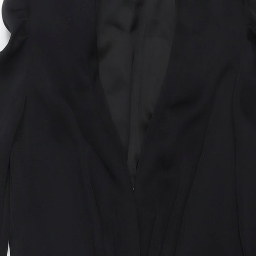 H&M Womens Black Polyester Jacket Dress Size 10 V-Neck Hook & Eye