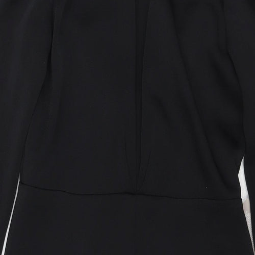 H&M Womens Black Polyester Jacket Dress Size 10 V-Neck Hook & Eye