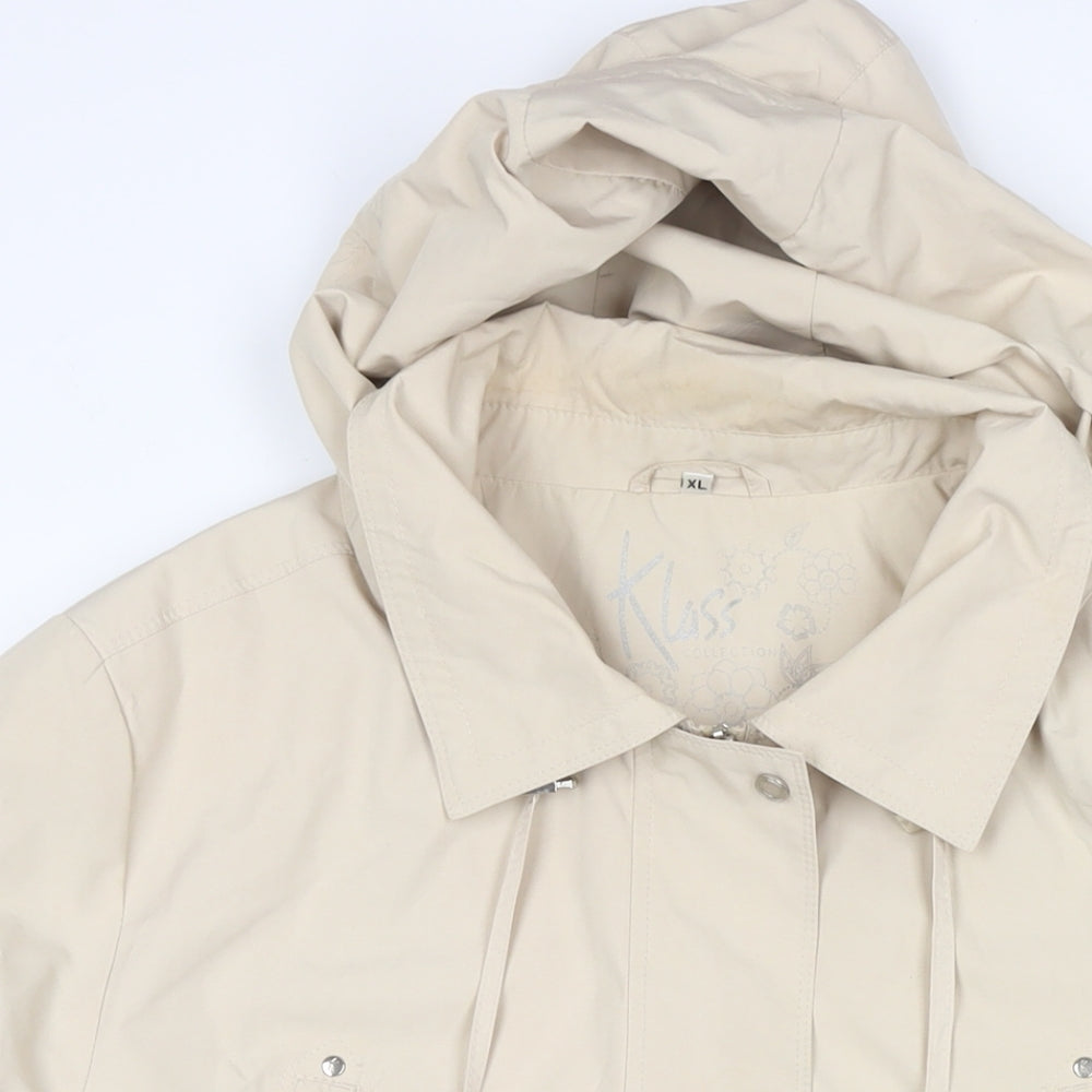 Klass Womens Beige Rain Coat Jacket Size XL Zip