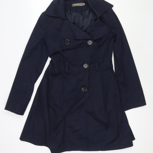 Liesel Womens Blue Pea Coat Coat Size 10 Button