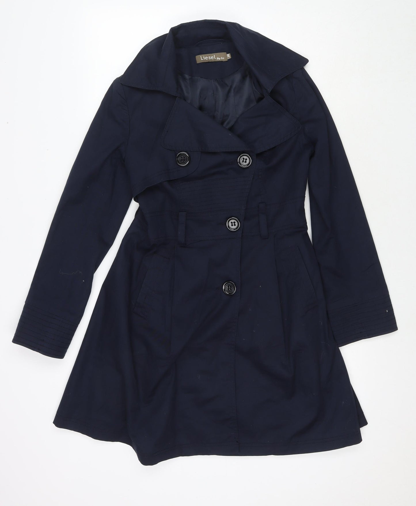 Liesel Womens Blue Pea Coat Coat Size 10 Button