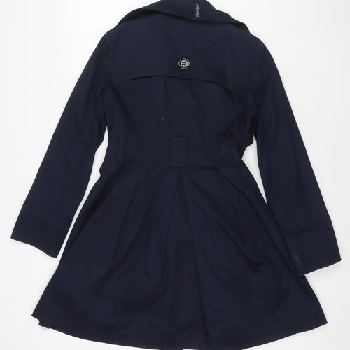 Liesel Womens Blue Pea Coat Coat Size 10 Button