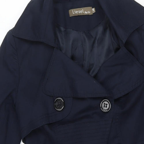 Liesel Womens Blue Pea Coat Coat Size 10 Button