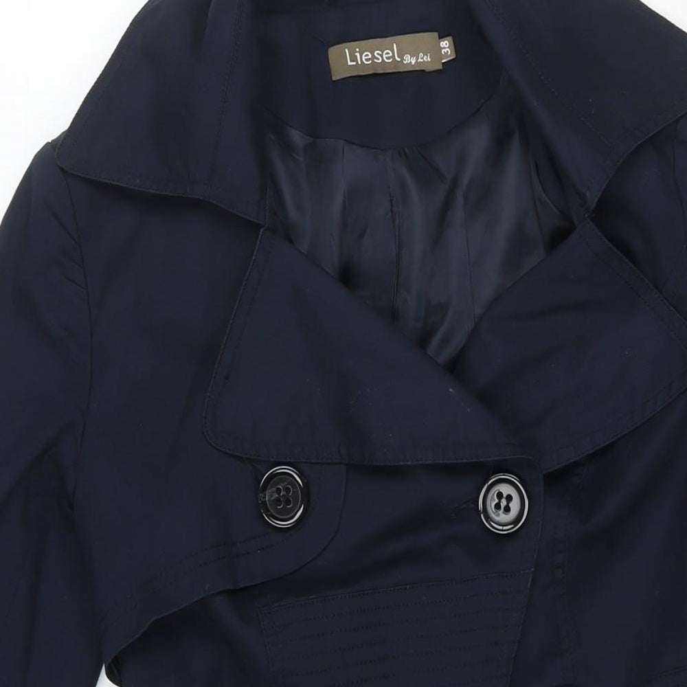 Liesel Womens Blue Pea Coat Coat Size 10 Button