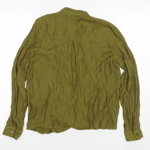 Topshop Womens Green Viscose Basic Blouse Size 10 V-Neck