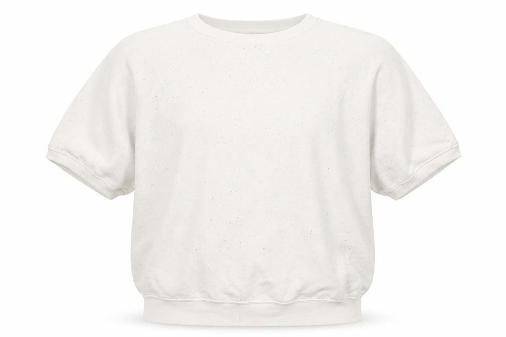 Front view of Buffalo by David Bitton men’s white cotton pullover sweatshirt, size M, - spotted pattern