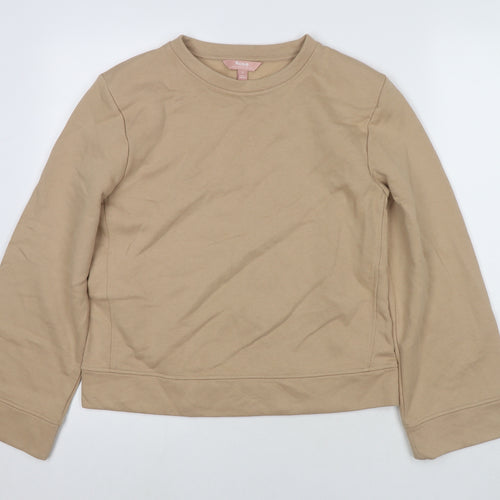 Rosie Womens Beige Cotton Pullover Sweatshirt Size S - Shoulder Pads