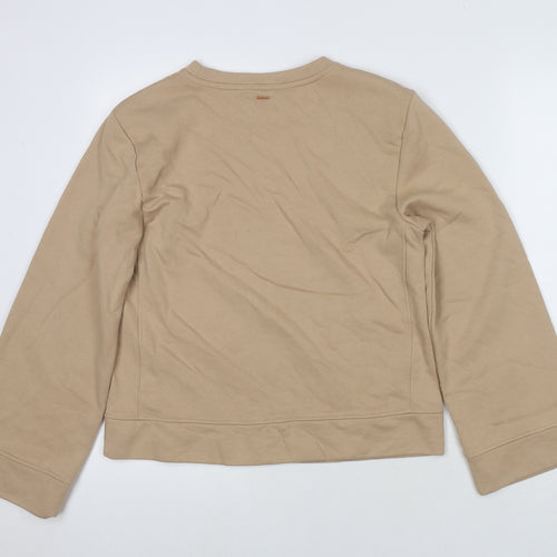 Rosie Womens Beige Cotton Pullover Sweatshirt Size S - Shoulder Pads